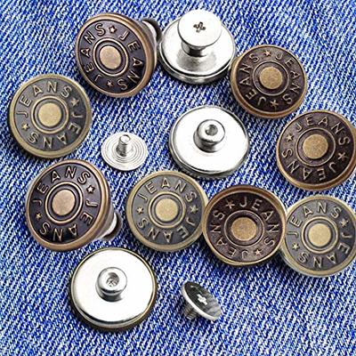 8 Sets Replacement Jean Buttons,No Sew Removable Metal Button for Jeans,17mm  Button Repair Kit with Screwdriver in Plastic Storage Box.Fit for Any  Cowboy Clothing,Jackets,Pants - Yahoo Shopping
