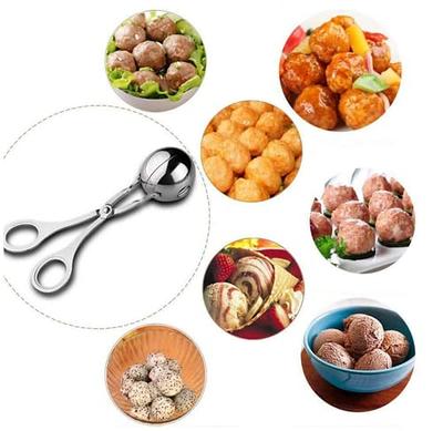 Stainless Steel Meat Baller - Cookie Dough Scoop for Kitchen, Non-Stick  Meatball Maker Tongs Spoon for Meatball, Fruits, Cake, Cookies, Ice Cream.