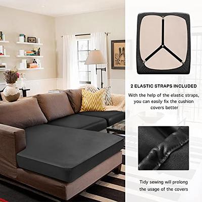Yates Home Sectional Couch Covers 3 Piece Sofa Cushion Covers for L Shape  Couch PU Leather Separate Cushions Couch Chaise Slip Cover for Both  Left/Right Sectional Couch(2 Seater + 1 Chaise,Black) 