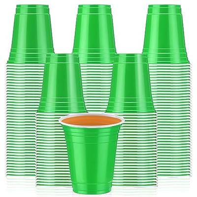 Disposable Plastic Cups, Green Colored Plastic Cups, 12-Ounce