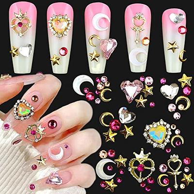 54 Pieces Nail Charms Rhinestones Heart Nail Charms Dangle Nail