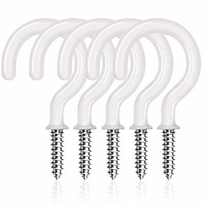 LEIFIDE 60 Pcs White Vinyl Fence Hooks 2 x 6 Inch Patio Hangers Hanging  Powder Coated