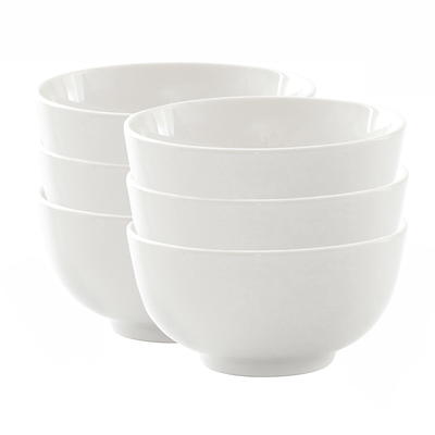 Our Table Simply White Fine Ceramic 6 Piece Square Cup and Saucer Set in White