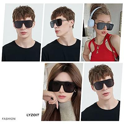 LYZOIT Rimless Oversized Square Sunglasses for Women Men Polarized Flat Top  Shield Frameless Sun Glasses Big Black Shades - Yahoo Shopping