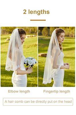 Partial Trim Fingertip Veils Clear Crystal Edge Beaded Headwear New Bridals  Veil