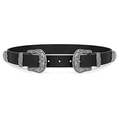 Black Western Belt for Women, 1.1 CR Cowboy Belt Leather Belts