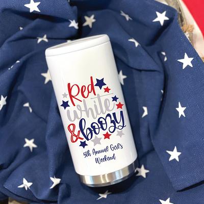 Red, White and Blue Slim Can Cooler