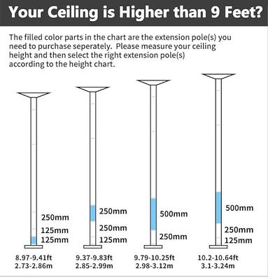 PRIOR FITNESS Pole Extension for 45mm Dance Pole 125/250/500mm