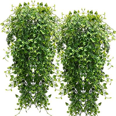 2 Pack Artificial Hanging Ivy Plants Fake Ivy Vines for Outdoor UV Green