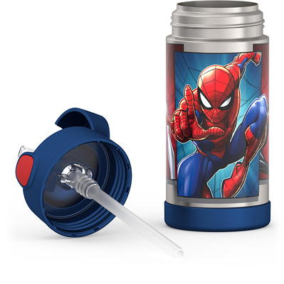 Thermos Funtainer 12 Ounce Stainless Steel Vacuum Insulated Kids Straw Bottle, Avengers