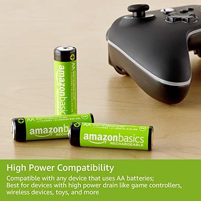 Basics 24-Pack Rechargeable AA NiMH High-Capacity Batteries, 2400  mAh, Recharge up to 400x Times, Pre-Charged