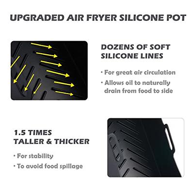 2 Pack Air Fryer Liners Silicone Pot for Ninja Foodi Dual DZ201 8QT / DZ090  6QT Air