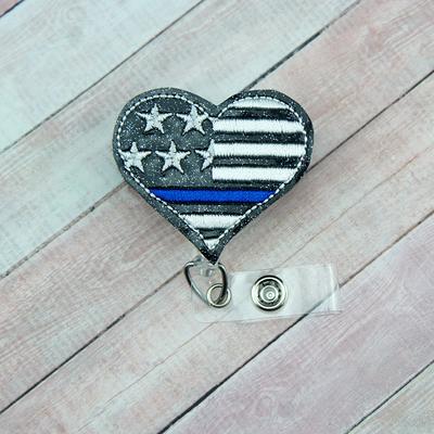 Flag Heart ID Badge Reel