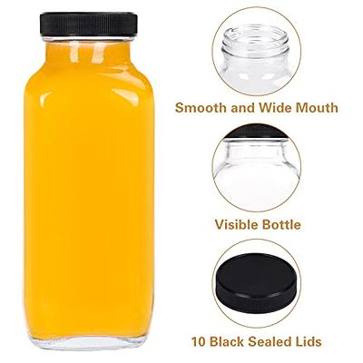 16oz 10 Pack Glass Juice, Kombucha and Smoothie Bottles with Lids