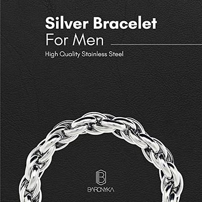 Baronyka Handmade Thick Silver Bracelet for Men, Stainless Steel, Men's  Rope Chain Bracelet, Mens Link Bracelets (8.5, Silver-Plated) - Yahoo  Shopping