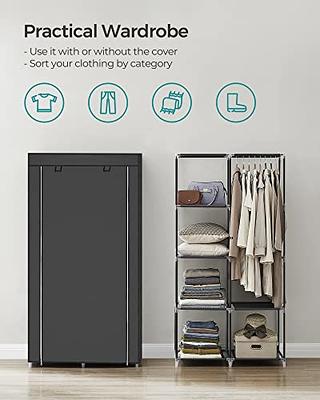 SONGMICS Freestanding Closet Organizer, Portable Wardrobe with Hanging Rods, Clothes Rack