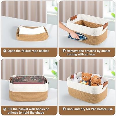 Cotton Rope storage Basket Bins Woven Basket for Organizing Shelves  Rectangle Decorative Baskets For storage Clothes Toys Books Towels Square  Wicker