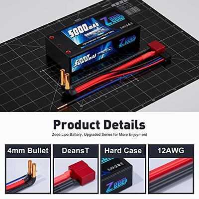 HOOVO 2S 7.4V 5200mAh 80C RC LiPo Battery Hard Case with Deans Connector  for RC Buggy Vehicles Car Boat Truck (2 Pack)