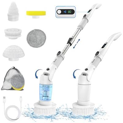 Grout Cleaner Bundle, Electric Stand Up Tile Grout Cleaner Machine with 20'  Cord, 3 Brush Wheels, 1 Cleaner, 1 Grout Hand Brush, 1 Microfiber Cloth