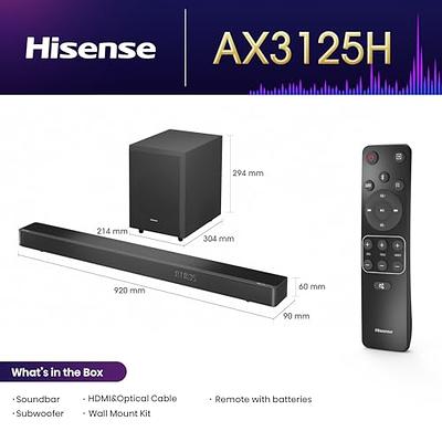 Hisense AX3125H 3.1.2Ch Sound Bar with Wireless Subwoofer, 440W, Dolby  Atmos, Bluetooth 5.3, EzPlay, 4K HDMI Pass Through, Roku TV Ready, DTS:X,  HDMI/AUX/ARC/Optical/USB, 7 EQ Modes - Yahoo Shopping