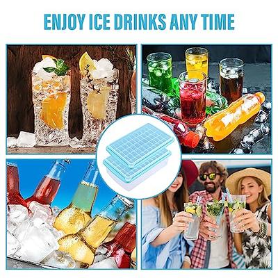 2 Pack Ice Cube Tray with Lid and Bin for Freezer, Easy Release 55 Nugget  Ice Tray with Cover, Storage Container, Scoop. Perfect Small Ice Cube Maker