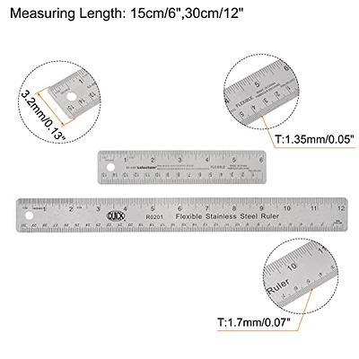 HARFINGTON 2pcs Stainless Steel Rulers with Non-Skid Backing 15cm