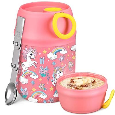 Kinsho Kids Thermos for Hot Food Soup Lunch, Insulated Stainless Steel Wide Mouth Jar, Container for Girls Toddlers Day Care Pre-School, Leakproof