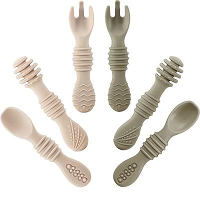 Upward Baby 3 pack Silicone Baby Feeding Spoon with Anti Choke Barrier -  Baby Spoons Self Feeding 6 Months - First Stage Infant Supplies and Toddler