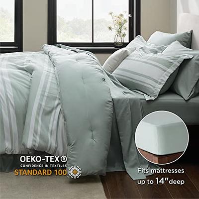 Bedsure Full/Queen Comforter Sets, 7 Pieces Bed in a Bag - Stripes  Seersucker Bedding Set with Comforter, Flat Sheet, Fitted Sheet, Pillow  Shams