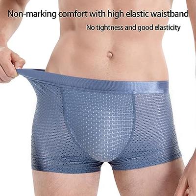Men's Underwear Soft Breathable Ice Silky Boxer Briefs with Long Sheath  Sleeves