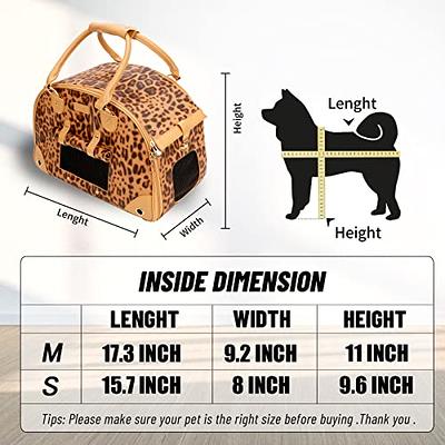 Betop House Fashion Dog Carrier PU Leather Dog Handbag Dog Purse Cat Tote Bag Pet Cat Dog Hiking Bag, Brown, Large