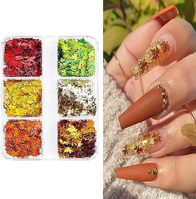 Fall Maple Leaf Press on Nails Fake Nails French Long Coffin Ballerina  False Nails Autumn Thanksgiving Dark Red Full Cover Design Acrylic  Artificial