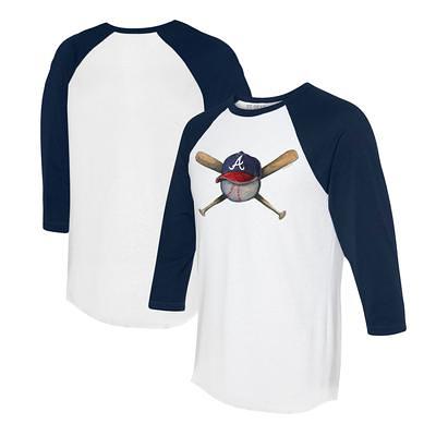 Infant Tiny Turnip White/Navy Houston Astros Baseball Tear Raglan 3/4 Sleeve T-Shirt