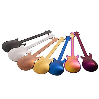 Guitar Coffee Spoons 6-pack Cute Spoons Stainless Steel Teaspoons Stirring  Spoon Guitar Shaped(silv