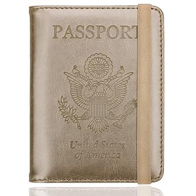 Passport Holder Cover Wallet RFID Blocking Leather Card Case Travel Document  Organizer with Detachable Strap, Ideal Gift for Men Women 