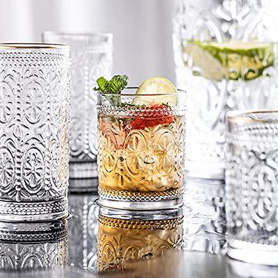 CUCUMI 4pcs 10oz Whiskey Glasses Set Old Fashioned Scotch Glasses