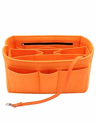  Vercord Felt Purse Insert Organizer 26 19 Toiletry Pouch Insert  with D Ring Attach Chain Strap Brown L : Clothing, Shoes & Jewelry