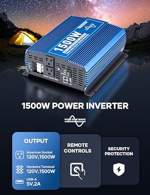 Kinverch 1500W Pure Sine Wave Power Inverter 12V DC to 110V AC