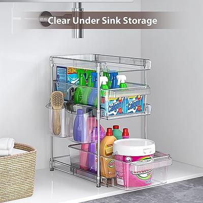 Phancir 2-Pack Under Sink Organizer, 2 Tier Multi-Purpose Large Capacity Kitchen Under Sink Organizers and Storage Easy Access Sliding Storage Drawer