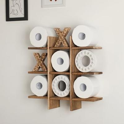 Rustic Wood Toilet Paper Holder Stand with Shelves Multiple Rolls – Father  Son Crafts