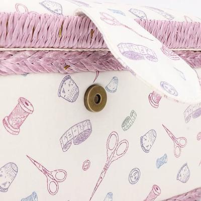 Fabric Sewing Basket Organizer With Removable Tray Household