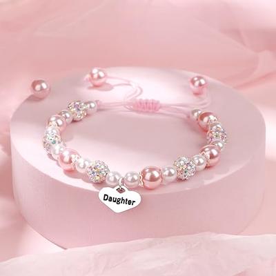 Pink Bracelet for Young Girls Ages 8-12 Pink Hearts Design 