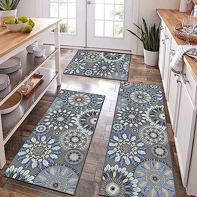 BUAGETUP Blue and White Outdoor Rug 3'x 5' Hand-Woven Cotton Washable Rug  Striped Front Porch Rug Machine Washable Indoor/Outdoor Area Rug Floor Mat