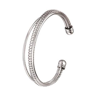 KACON Sterling Silver Bangle Bracelet, Fashion Simple Open Bangles