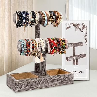 BEROSS 2 Tier Jewelry Bracelet Holder Wooden Watch Display Stand