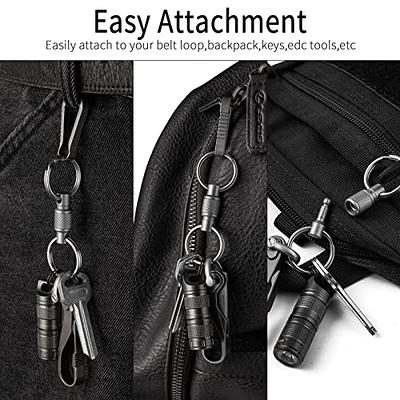 FEGVE Titanium Quick Release Key Chain Clip with 4 Key Rings Heavy Duty Small Carabiner Keychain Clip for Men and Women (Grey)