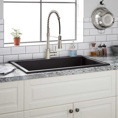 46 Tansi Double-Bowl Drop-In Sink with Drain Board - Black