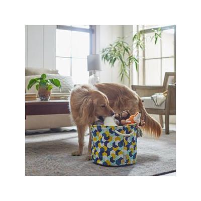 Frisco Rectangle Collapsible Pet Toy Storage Bin, Navy Herringbone