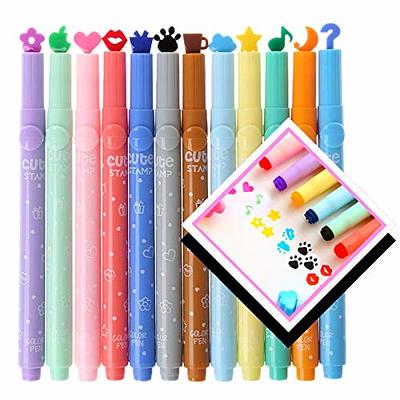 KRIZJUES Cute Highlighter Kawaii Double Head Pen, Assorted Pastel