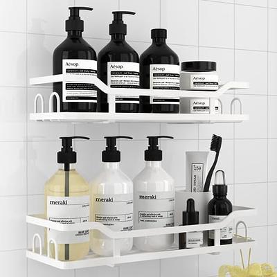 Moforoco Shower Caddy Shelf Organizer Rack, Self Adhesive Black Bathroom  Shelves Basket, Home Farmhouse Wall Shower Inside Organization and Storage